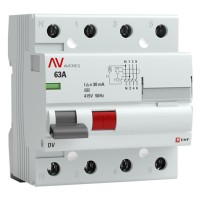 DV 4P 63А/ 30мА (A)  AVERES (rccb-4-63-30-a-av). Выключатели дифференциального тока (УЗО). EKF