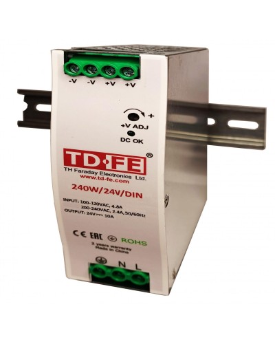 240W/24V/DIN. Источник вторичного электропитания резервированный. FARADAY в Подольске
