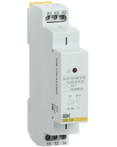 Реле промежуточное модульное OIR 1 контакт 16А 230В AC (OIR-116-AC230V). Реле промежуточное модульное. IEK в Подольске