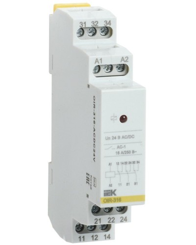Реле промежуточное модульное OIR 3 контакта 16А 24В AC/DC (OIR-316-ACDC24V). Реле промежуточное модульное. IEK в Подольске