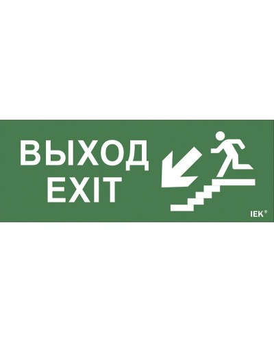 Самоклеящаяся этикетка Выход/лестница вниз/фигура (LPC10-1-24-09-VLVNF). Самоклеящаяся этикетка 240х90 мм. IEK в Подольске