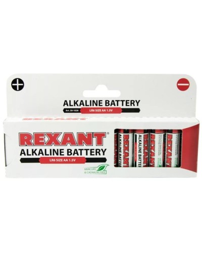 Алкалиновая батарейка AA/LR6 1,5 V 12 шт. REXANT (30-1026). Элемент питания. Rexant в Подольске