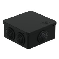 Коробка JBS101 100х100х55, 6 вых., IP55, черная (44037BL-1). Коробка монтажная. Экопласт
